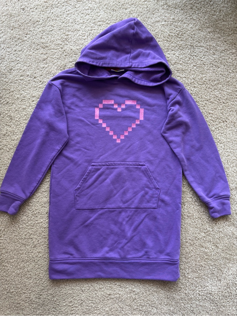 Epic Threads Girls' Pixel Heart Purple Hooded Dress